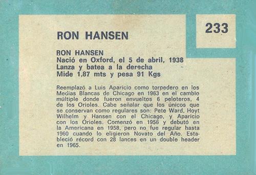 Ron Hansen  baseball card collectible - Main Image 2