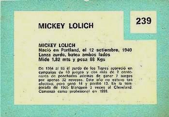 Mickey Lolich  baseball card collectible - Main Image 2