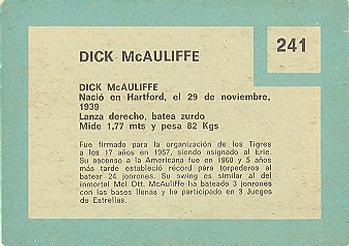 Dick McAuliffe  baseball card collectible - Main Image 2