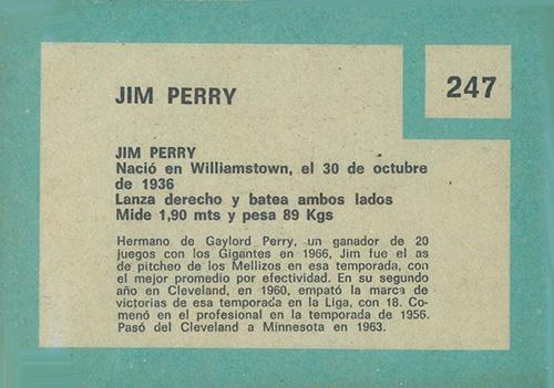 Jim Perry  baseball card collectible - Main Image 2