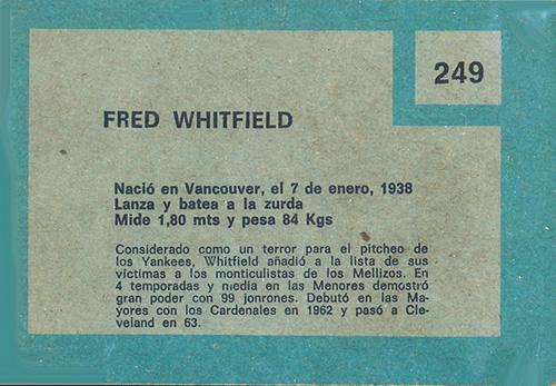Fred Whitfield  baseball card collectible - Main Image 2