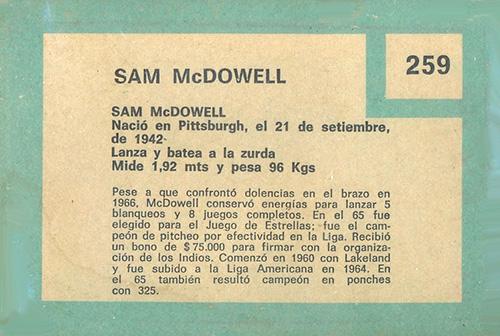 Sam McDowell  baseball card collectible - Main Image 2