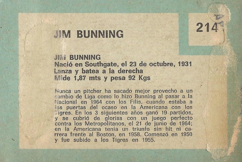 Jim Bunning  baseball card collectible - Main Image 2