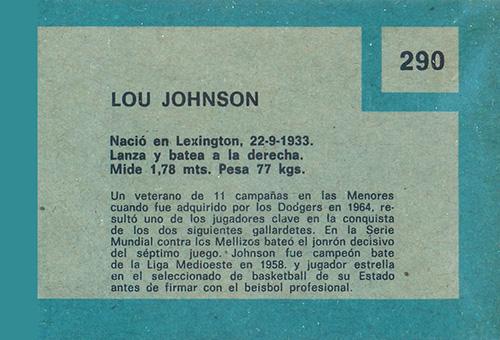 Lou Johnson  baseball card collectible - Main Image 2