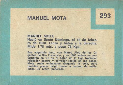 Manny Mota  baseball card collectible - Main Image 2