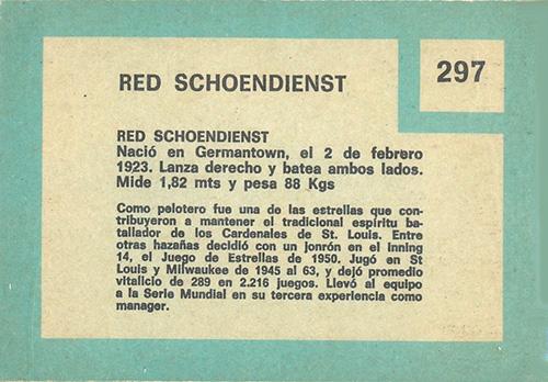 Red Schoendienst  baseball card collectible - Main Image 2