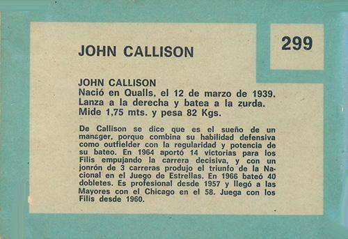 Johnny Callison  baseball card collectible - Main Image 2