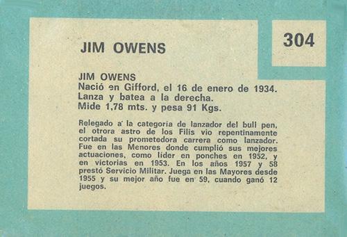 Jim Owens  baseball card collectible - Main Image 2