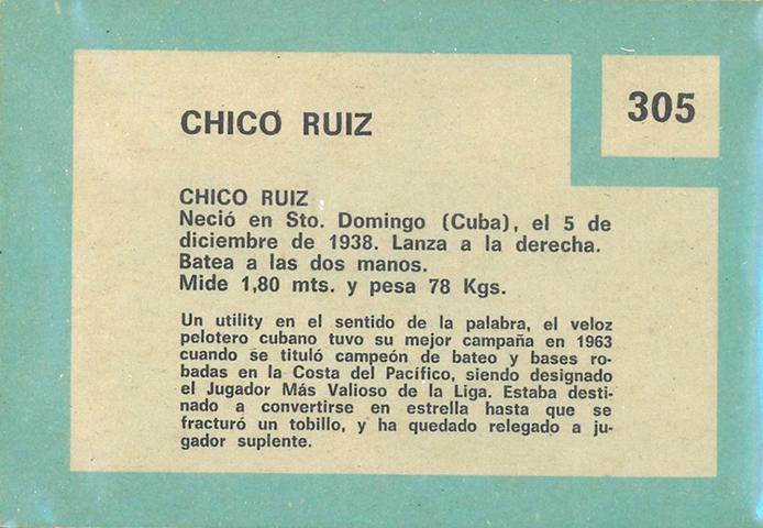 Chico Ruiz  baseball card collectible - Main Image 2