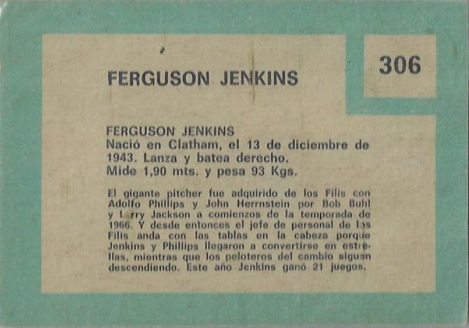 Ferguson Jenkins  baseball card collectible - Main Image 2