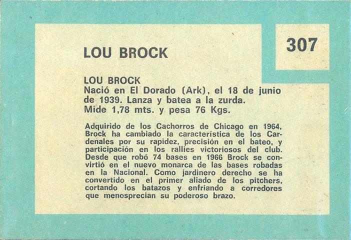 Lou Brock  baseball card collectible - Main Image 2