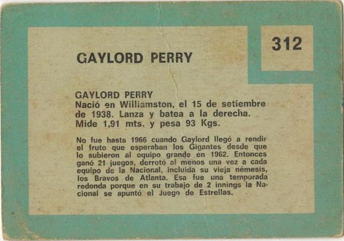 Gaylord Perry  baseball card collectible - Main Image 2