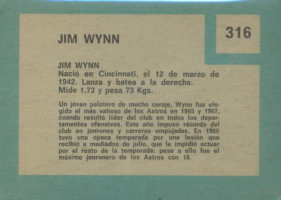 Jim Wynn  baseball card collectible - Main Image 2