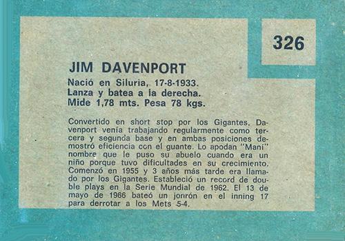 Jim Davenport  baseball card collectible - Main Image 2