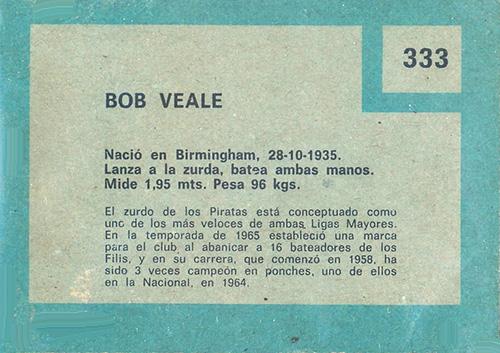 Bob Veale  baseball card collectible - Main Image 2