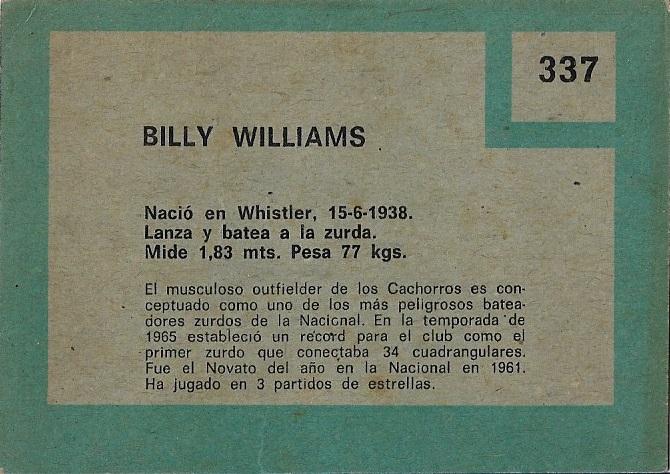 Billy Williams  baseball card collectible - Main Image 2