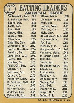 American League 1967 Batting Leaders (Carl Yastrzemski / Frank Robinson / Al Kaline)  baseball card collectible - Main Image 2