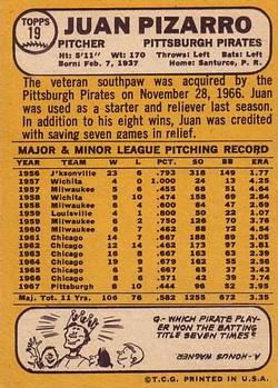 Juan Pizarro  baseball card collectible - Main Image 2