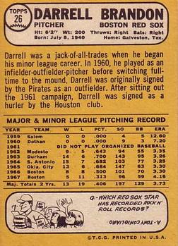 Darrell Brandon  baseball card collectible - Main Image 2