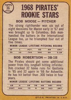 Pirates 1968 Rookie Stars (Bob Moose / Bob Robertson)  baseball card collectible - Main Image 2