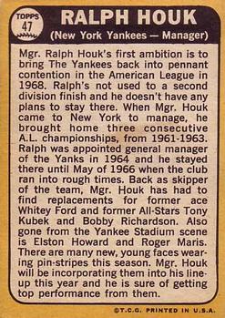 Ralph Houk  baseball card collectible - Main Image 2