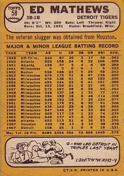 Ed Mathews  baseball card collectible - Main Image 2