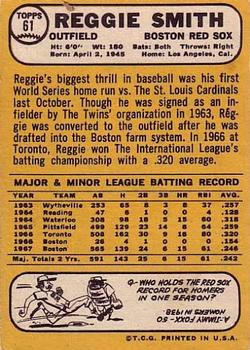 Reggie Smith  baseball card collectible - Main Image 2