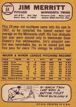 Jim Merritt  baseball card collectible - Main Image 2