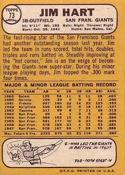 Jim Hart  baseball card collectible - Main Image 2