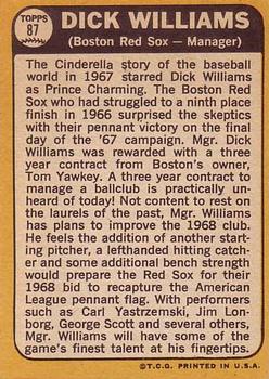 Dick Williams  baseball card collectible - Main Image 2