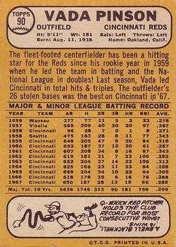 Vada Pinson  baseball card collectible - Main Image 2