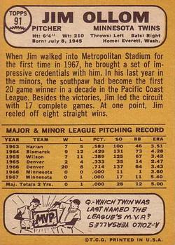 Jim Ollom  baseball card collectible - Main Image 2