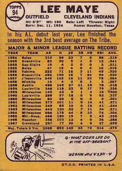 Lee Maye  baseball card collectible - Main Image 2