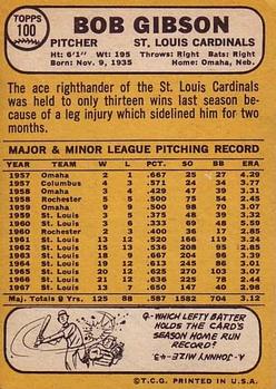 Bob Gibson  baseball card collectible - Main Image 2