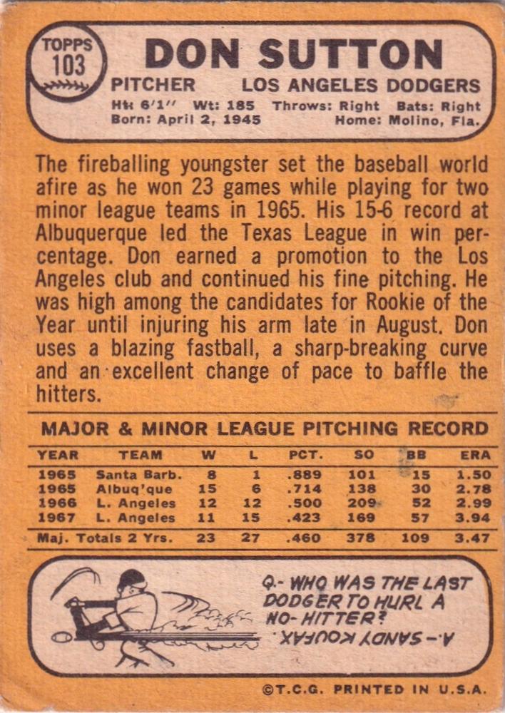 Don Sutton  baseball card collectible - Main Image 2