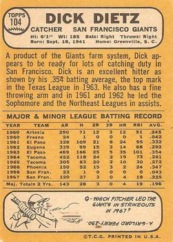 Dick Dietz  baseball card collectible - Main Image 2