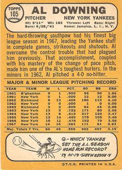 Al Downing  baseball card collectible - Main Image 2