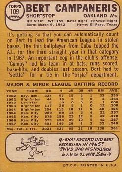 Bert Campaneris  baseball card collectible - Main Image 2