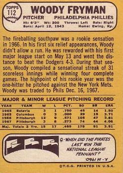 Woody Fryman  baseball card collectible - Main Image 2