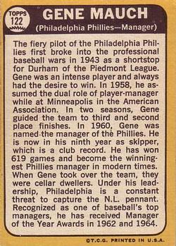 Gene Mauch  baseball card collectible - Main Image 2