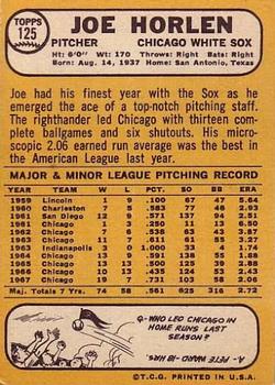 Joe Horlen  baseball card collectible - Main Image 2