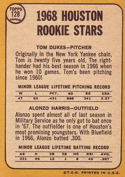 Houston 1968 Rookie Stars (Tom Dukes / Alonzo Harris)  baseball card collectible - Main Image 2