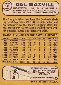 Dal Maxvill  baseball card collectible - Main Image 2