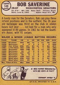 Bob Saverine  baseball card collectible - Main Image 2