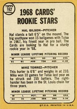 Cardinals 1968 Rookie Stars (Hal Gilson / Mike Torrez)  baseball card collectible - Main Image 2
