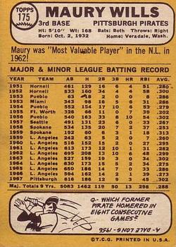 Maury Wills  baseball card collectible - Main Image 2