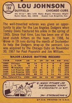 Lou Johnson  baseball card collectible - Main Image 2