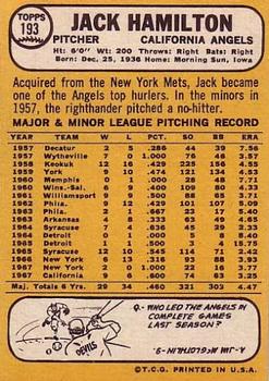 Jack Hamilton  baseball card collectible - Main Image 2