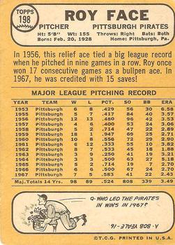 Roy Face  baseball card collectible - Main Image 2