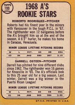 A’s 1968 Rookie Stars (Roberto Rodriguez / Darrell Osteen)  baseball card collectible - Main Image 2